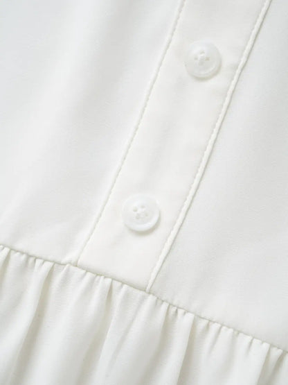 Notched Patchwork Cut Out Lantern Sleeve Blouse
