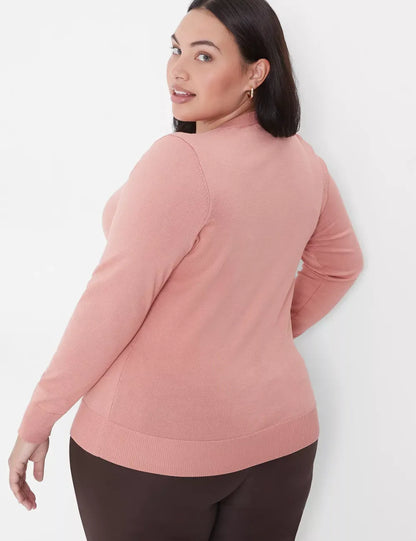 Crew-Neck Button-Front Cardigan