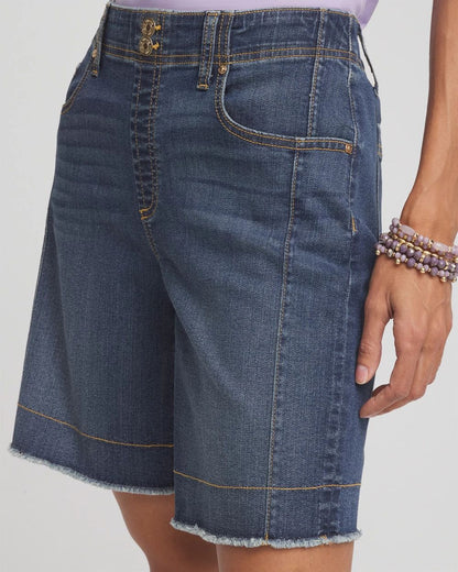 Pull-On Fray Hem Shorts
