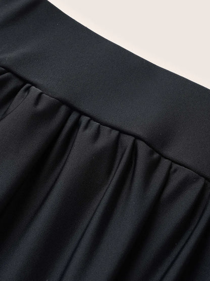 Solid Gathered High Rise Pocket Swim Bottom