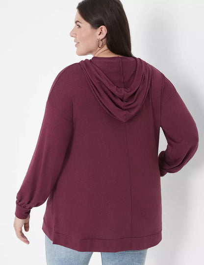 Relaxed Blouson-Sleeve Hacci Hoodie