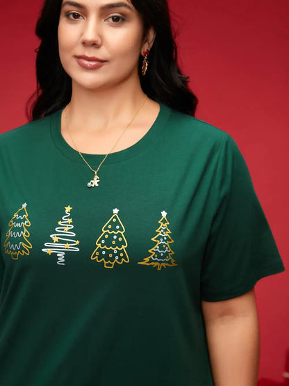 Shimmering Trees Half Sleeves Slim-Fit Tee
