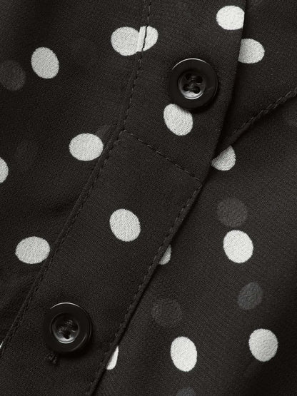 Chiffon Polka Dot Button Detail Blouse