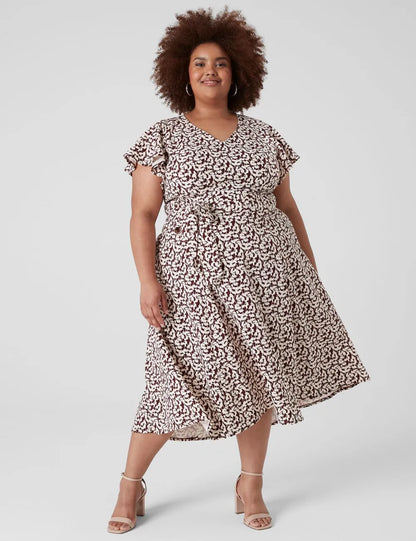 Lena V-Neck High-Low Midi Dress