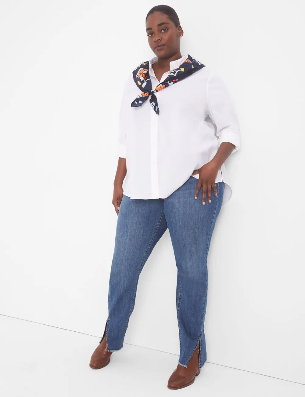 Relaxed Button-Front Boyfriend Shirt