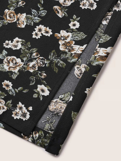 Ditsy Floral Ties Split Hem Wide Leg Pants