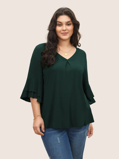 Supersoft Essentials Ruffle Layered Sleeve Pleated T-Shirt