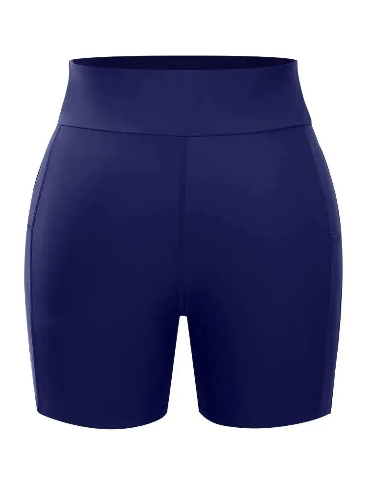 Solid Wideband Waist Swim Shorts
