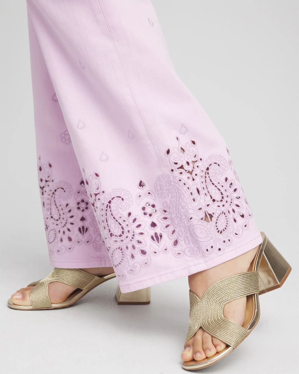 Petite Lavender Eyelet High-Rise Jeans