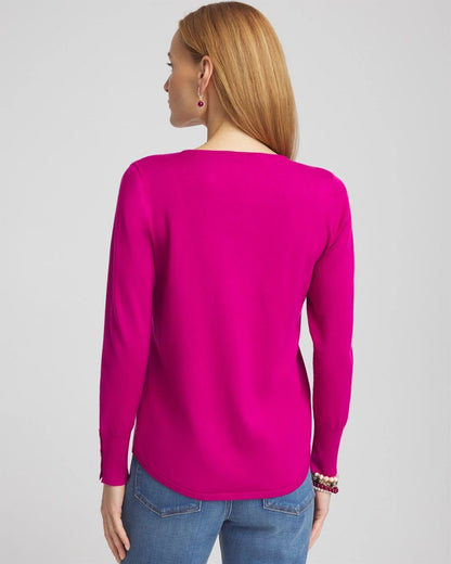 Button Detail V-neck Pullover Sweater