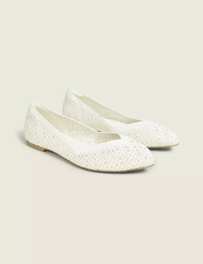 Stretch Knit Pointed Toe Ballet Flat
