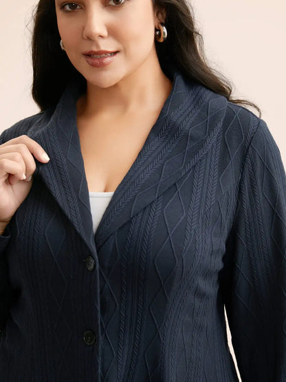 Lapel Collar Texture Button Up Jacket