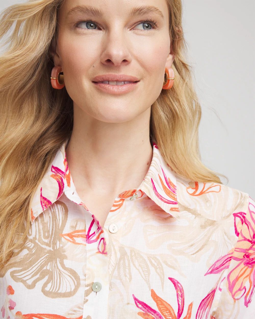 No IronTM Tropical Floral Linen Shirt