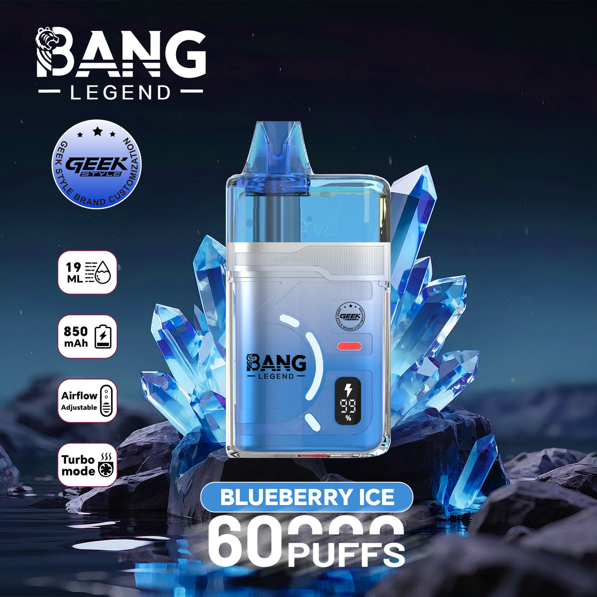 Bang Legend Geek 60000 60K Puffs Airflow Adjustable & Turbo Mode Disposable Vape