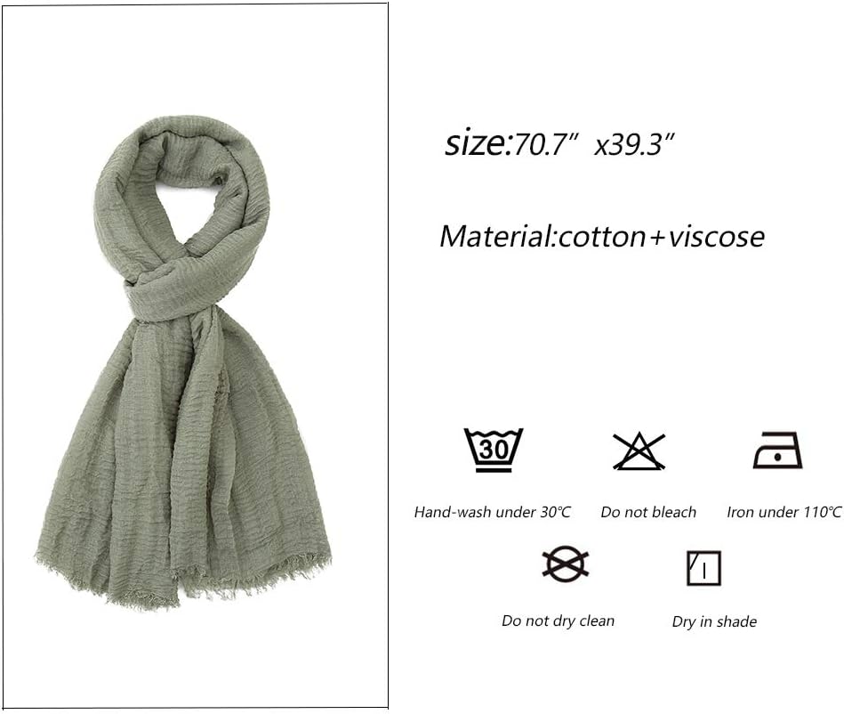 Soft Cotton Hemp Scarf Wrap Long Hijab Scarves for Women