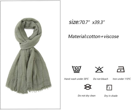 Soft Cotton Hemp Scarf Wrap Long Hijab Scarves for Women