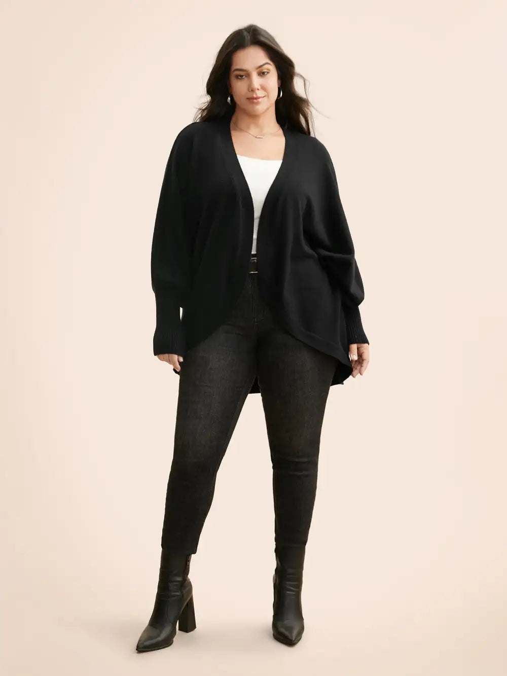 Supersoft Curved Hem Open Cardigan