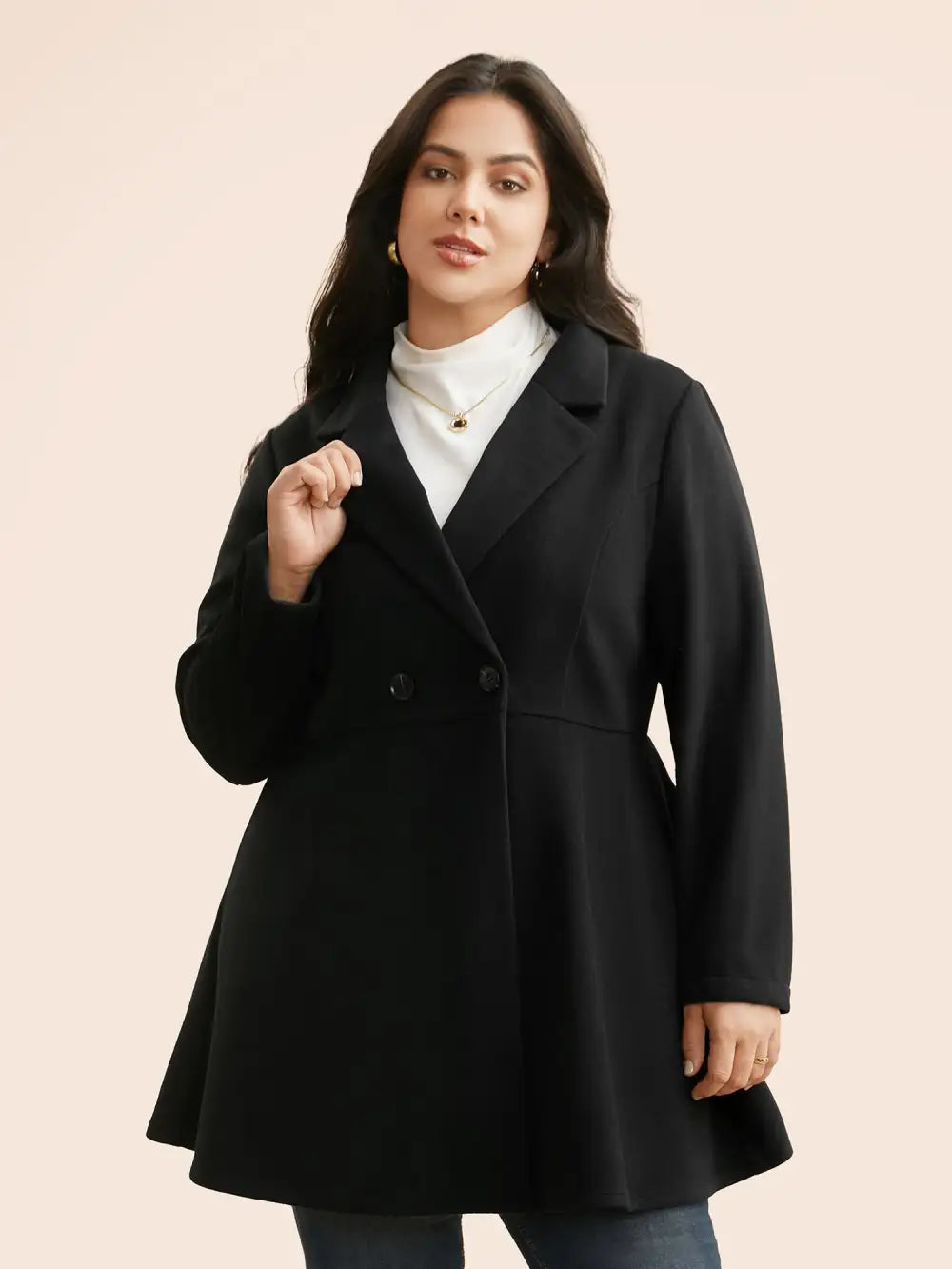 Suit Collar Button Up Slightly Stretchy Jacket