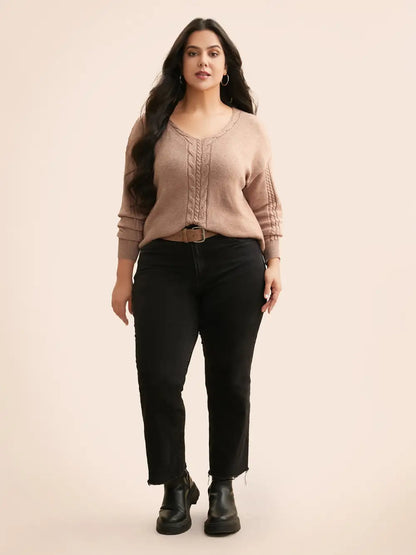 Supersoft Essentials V Neck Cable Knit Pullover