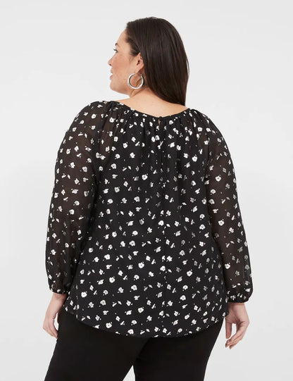 Swing Chiffon Boatneck Blouse