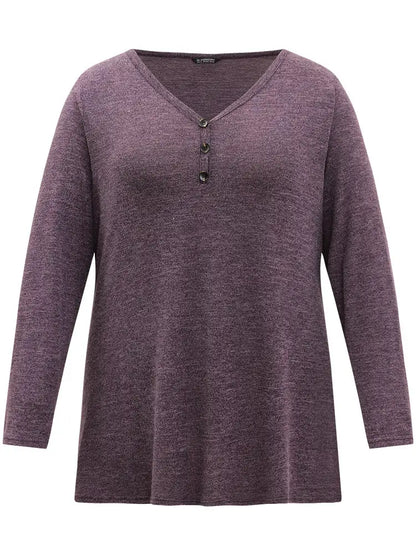 Heather Button Up Long Sleeve T-Shirt