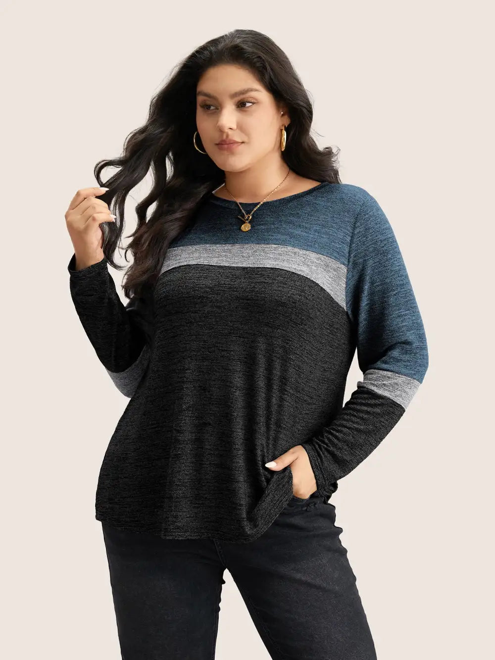 Heather Colorblock Contrast Crew Neck T-Shirt