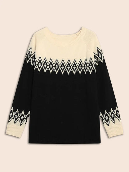 Bandana Geometric Raglan Sleeve Pullover