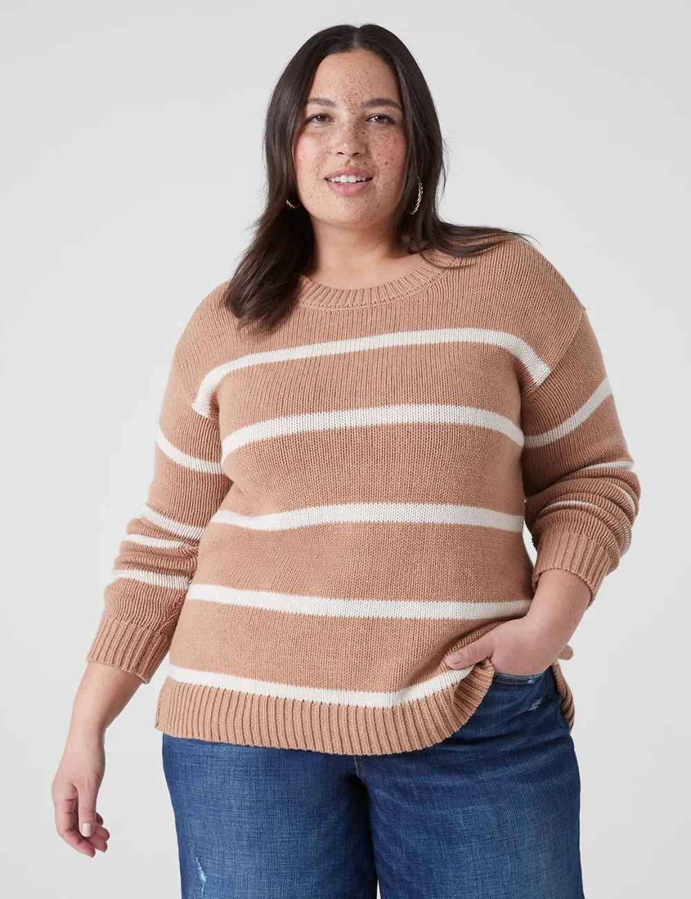 Long-Sleeve Striped Boxy Sweater