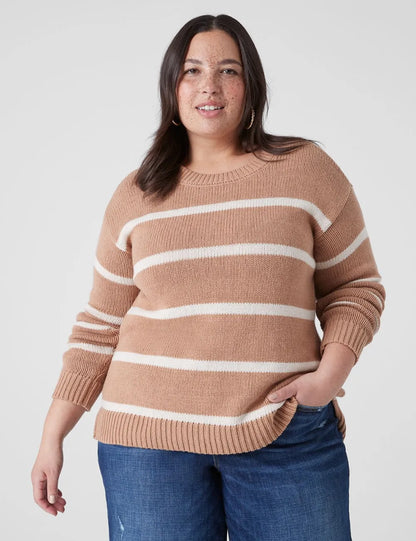 Long-Sleeve Striped Boxy Sweater