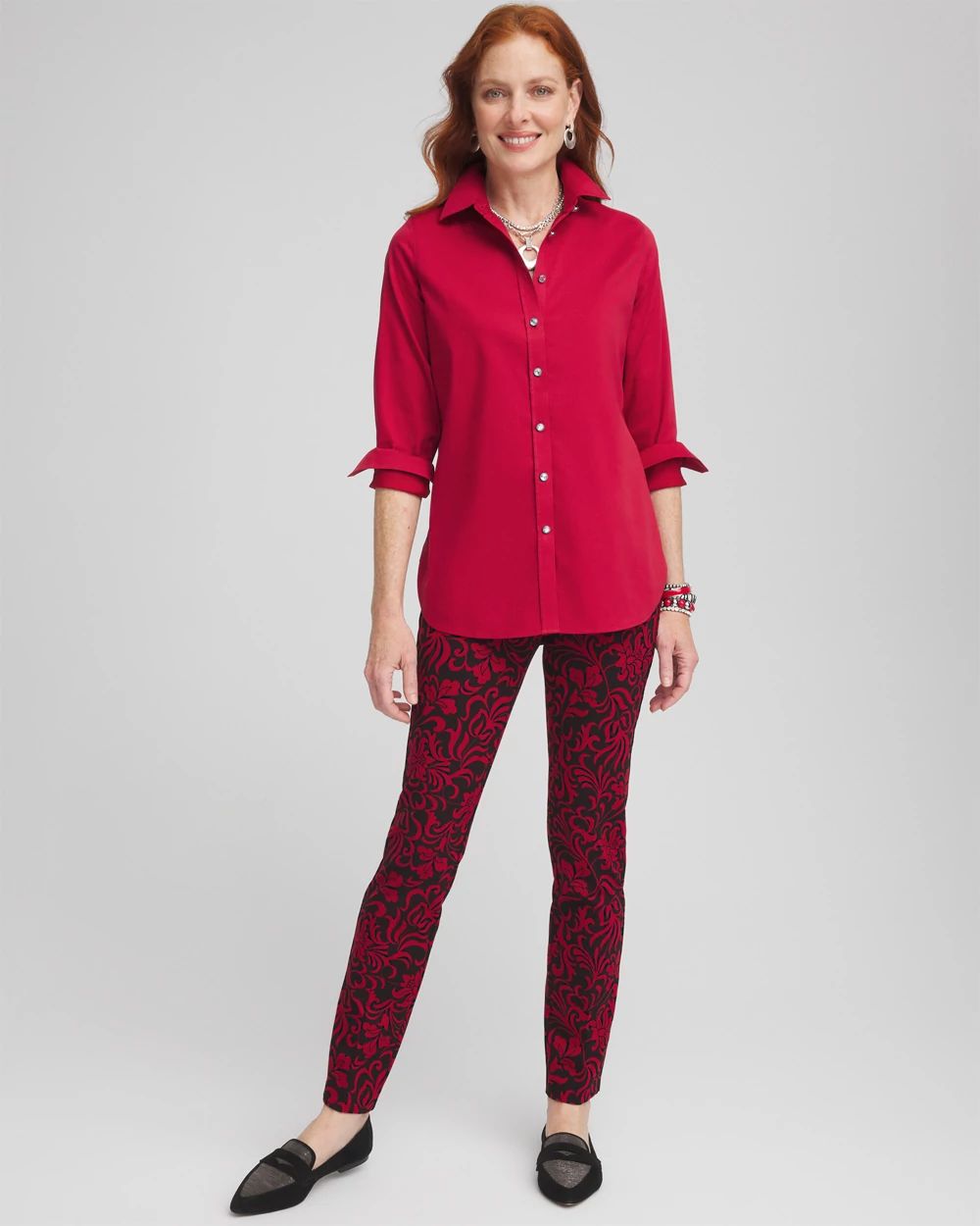 No IronTM Sateen Rhinestone Shirt