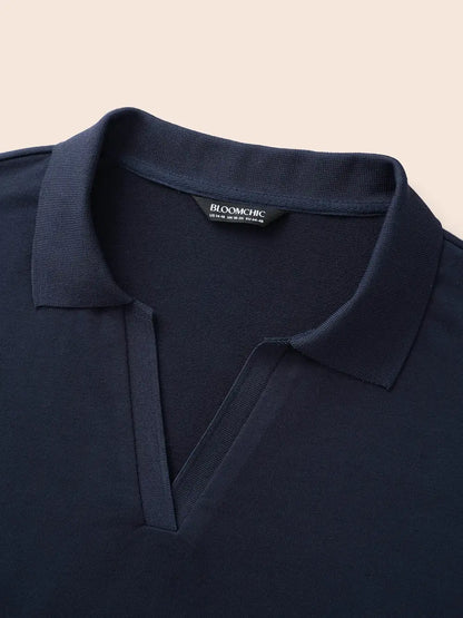 Polo Neck Contrast Trim Drop Shoulder Sweatshirt