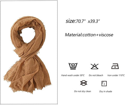 Soft Cotton Hemp Scarf Wrap Long Hijab Scarves for Women