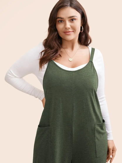 Supersoft Essentials Solid Patched Pocket Overall Cami Jumpsuit