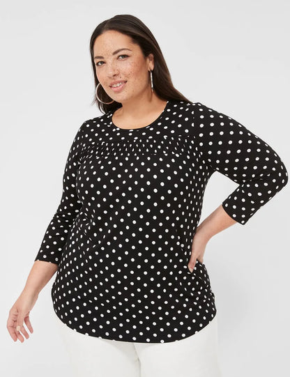 Swing 3/4-Sleeve Smocked Yoke Top