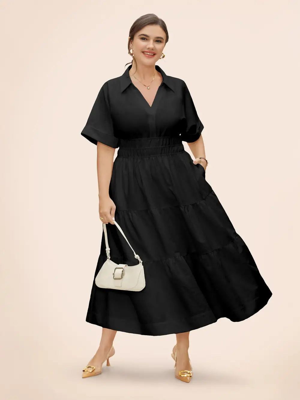 Midfield Tiered Midi Shirt Dress