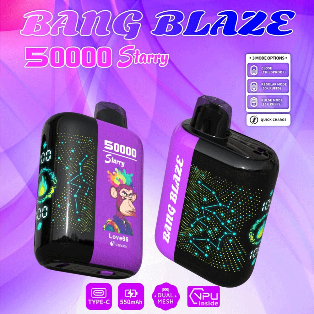 Bang Blaze Starry 50000 50K Puffs Hottest LED Display Disposable Vape