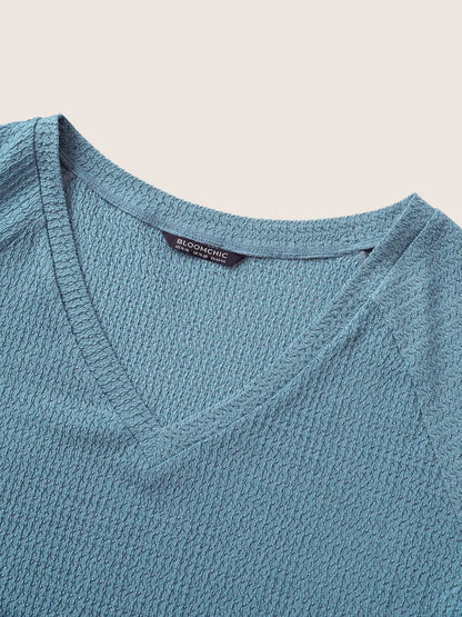 Textured Patchwork Floral Raglan Sleeve T-Shirt