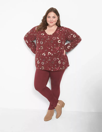 Classic Long-Sleeve V-Neck Blouse