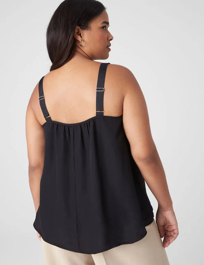 Straight Hem Cami With Grosgrain Ribbon Straps