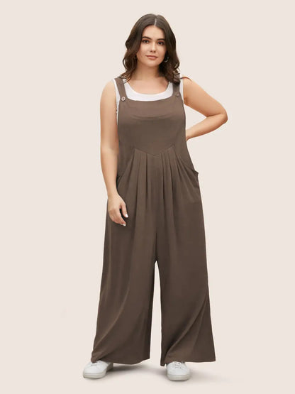 Supersoft Essentials Solid Pleated Pocket Jumpsuit