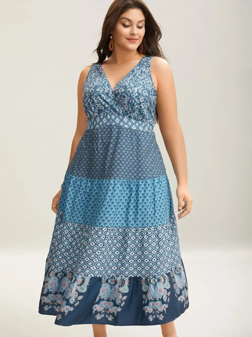 Bandana Patchwork Floral Sleeveless Dress