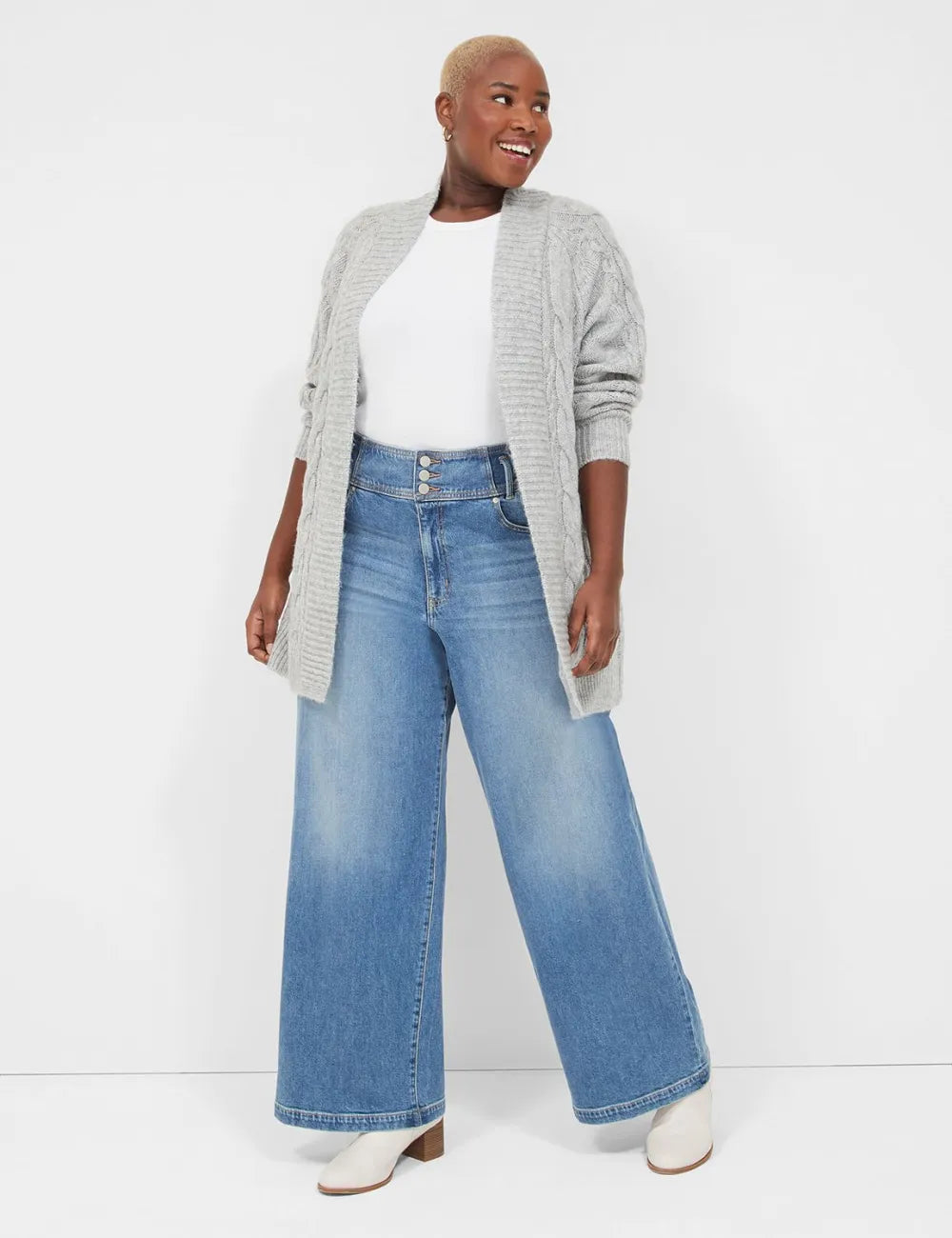 Open-Front Cable Knit Cardigan