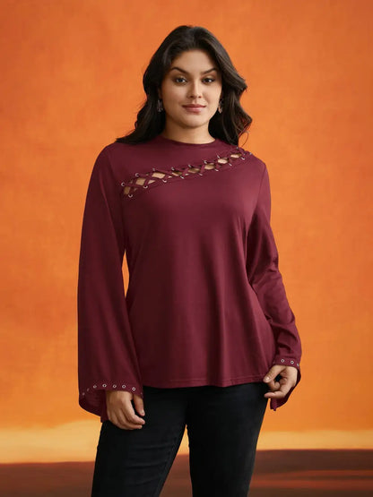 Peek-A-Boo Cut-Out Neckline T-Shirt