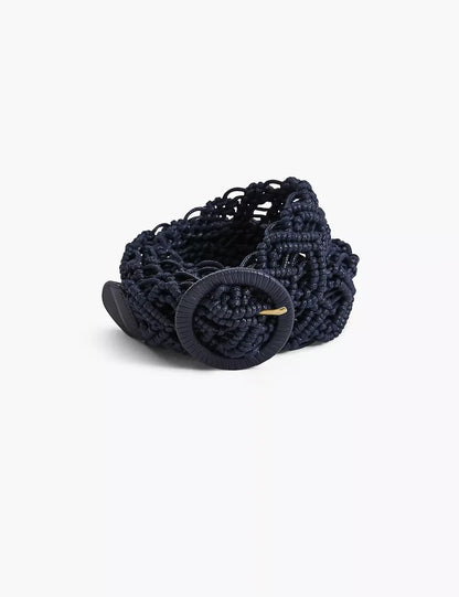 Faux-Leather Macrame Belt