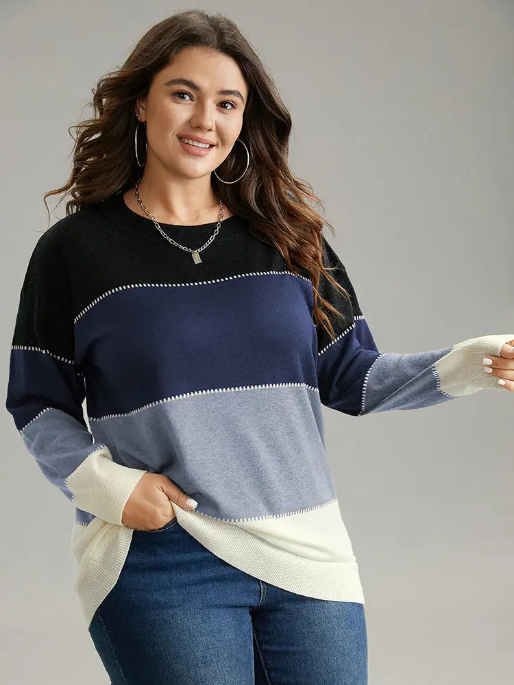 Supersoft Essentials Colorblock Contrast Round Neck Pullover