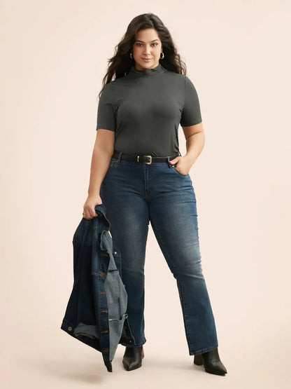 Supersoft Essentials Solid Mock Neck T-Shirt