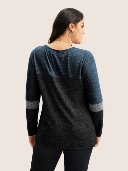 Heather Colorblock Contrast Crew Neck T-Shirt