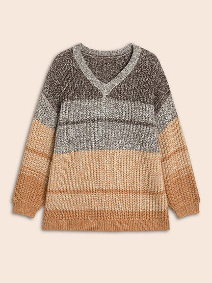 Colorblock Contrast Puff Sleeve Pullover