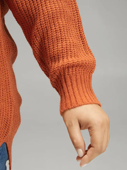 Colorblock Split Side Drop Shoulder Pullover