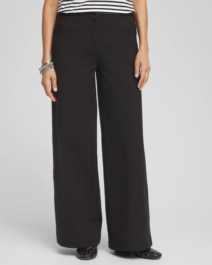 Cotton Stretch Wide Leg Pants